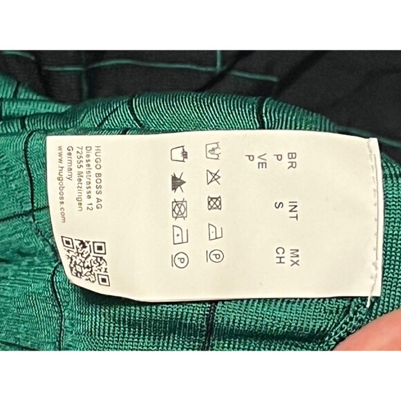 BOSS Italian Made Green Plaid Long Sleeve Top Minimalist Grid Pattern Small - Picture 4 of 4